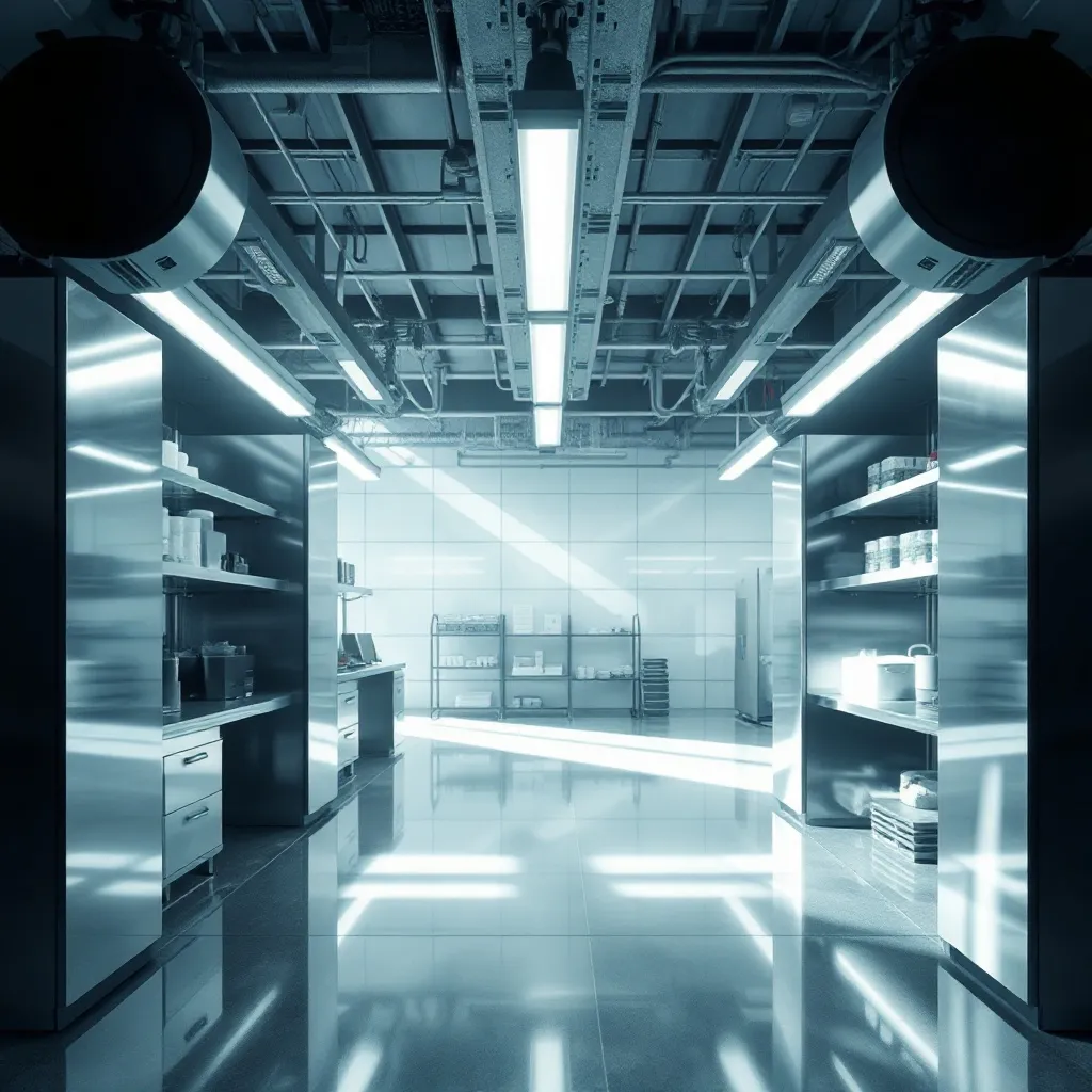Abstract high-tech laboratory background with steel textures